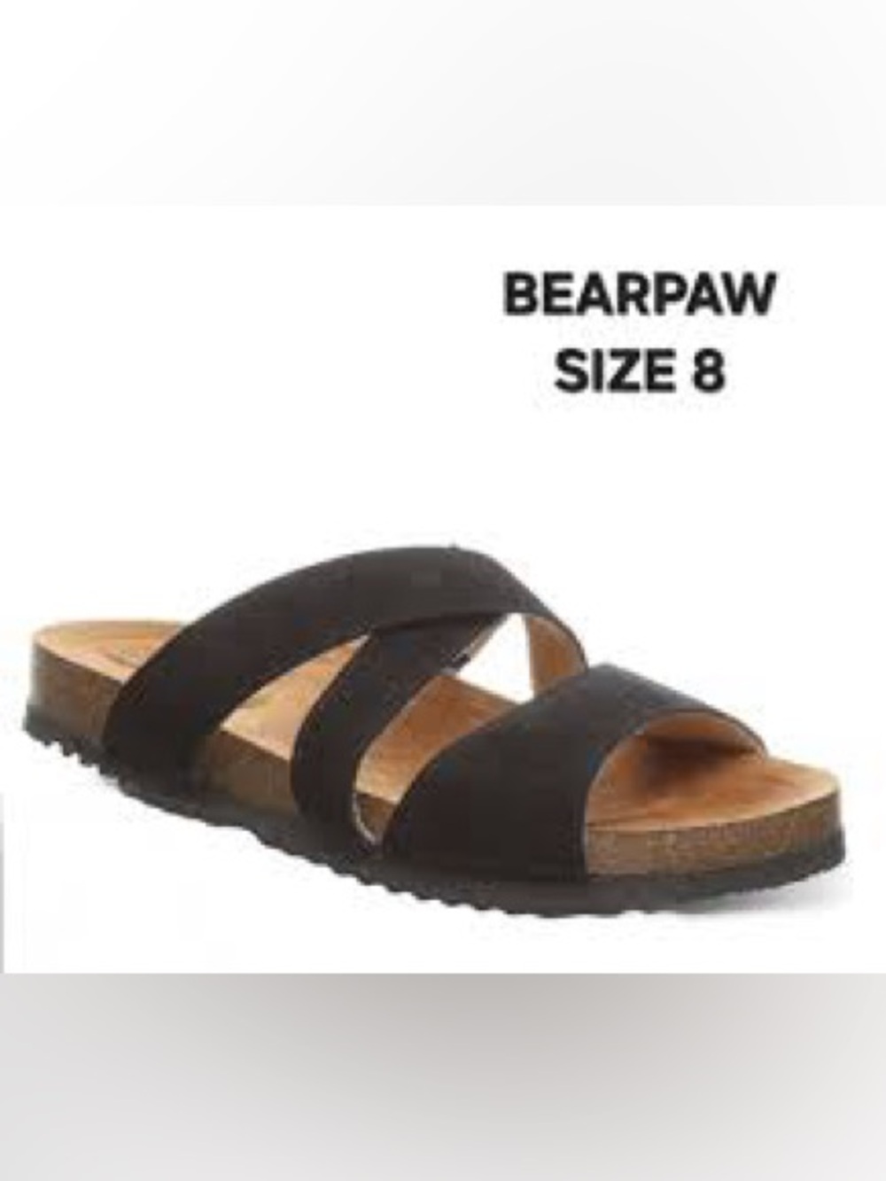 NEW!! Bearpaw black suede slide sandals - Size 8